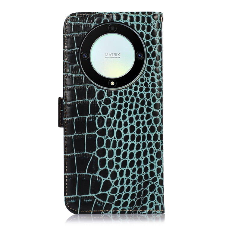 For Honor X9a/X40 5G Crocodile Top Layer Cowhide Leather Phone Case(Green) - Honor Cases by buy2fix | Online Shopping UK | buy2fix