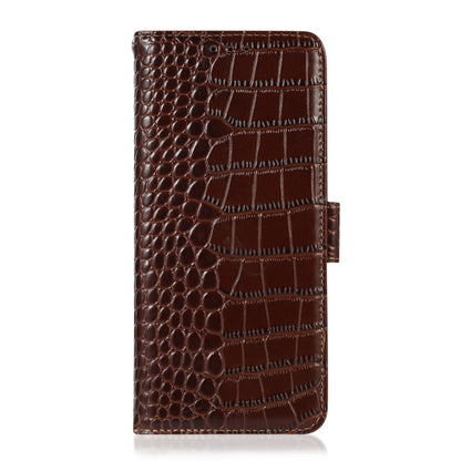 For Motorola Moto G73 5G Crocodile Top Layer Cowhide Leather Phone Case(Brown) - Motorola Cases by buy2fix | Online Shopping UK | buy2fix