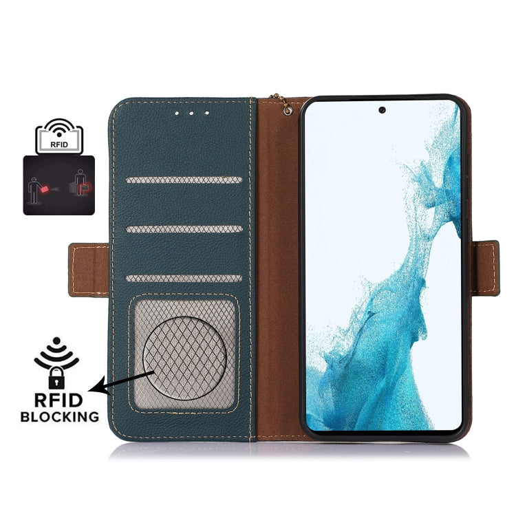 For Sony Xperia 10 IV Side-Magnetic TJ Genuine Leather RFID Phone Case(Green) - Sony Cases by buy2fix | Online Shopping UK | buy2fix