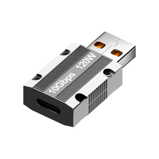 120W Type-C Female to USB 3.0 Male Zinc Alloy Straight Adapter(Silver) - Computer & Networking by buy2fix | Online Shopping UK | buy2fix