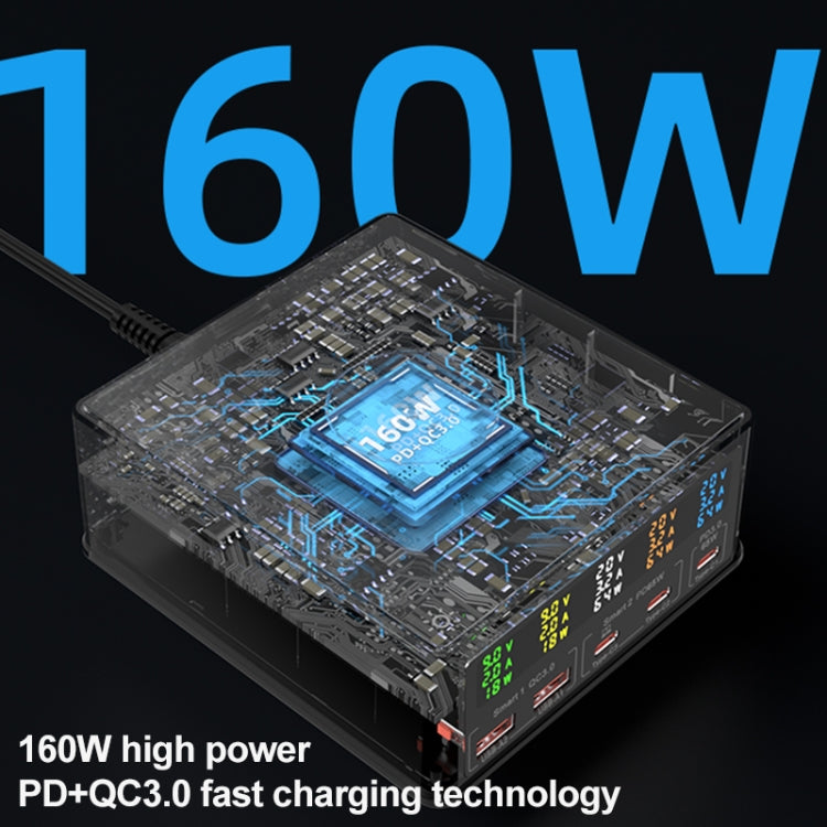 868H 6 in 1 160W 3 PD Type-C + 2 QC3.0 USB Ports Multi Ports Charger(UK Plug) - Multifunction Charger by buy2fix | Online Shopping UK | buy2fix