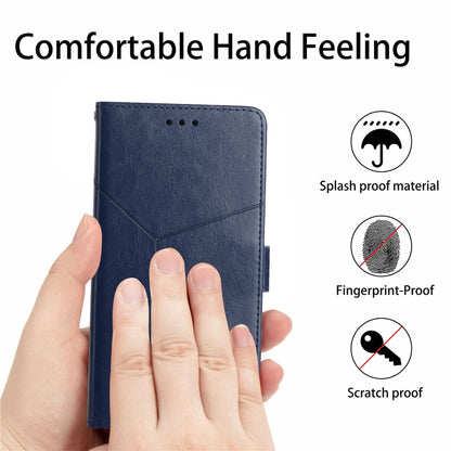 For Xiaomi Redmi Note 12 4G Global HT01 Y-shaped Pattern Flip Leather Phone Case(Blue) - Note 12 Cases by buy2fix | Online Shopping UK | buy2fix