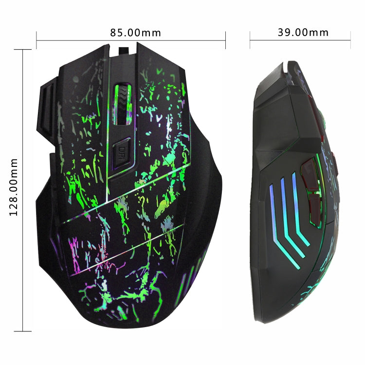 HXSJ A874 7-keys Flowing Water Crack Colorful Luminous Wired Gaming Mouse - Wired Mice by HXSJ | Online Shopping UK | buy2fix