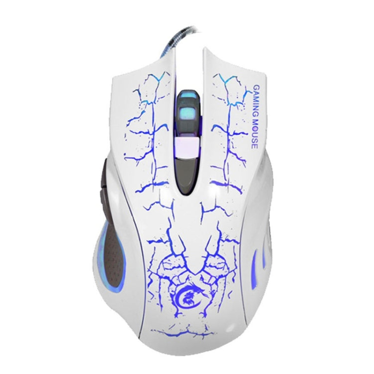 HXSJ A888B 6-keys Crackle Colorful Lighting Wired Gaming Mouse(White) - Wired Mice by HXSJ | Online Shopping UK | buy2fix