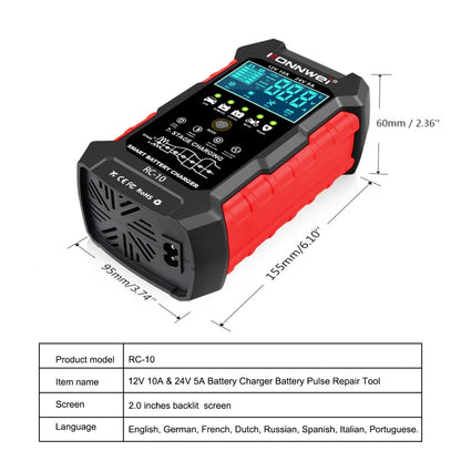 KONNWEI RC-10 2 inch Car Battery Charger Battery Pulse Repair Tool, Plug Type:EU Plug - Battery Charger by KONNWEI | Online Shopping UK | buy2fix