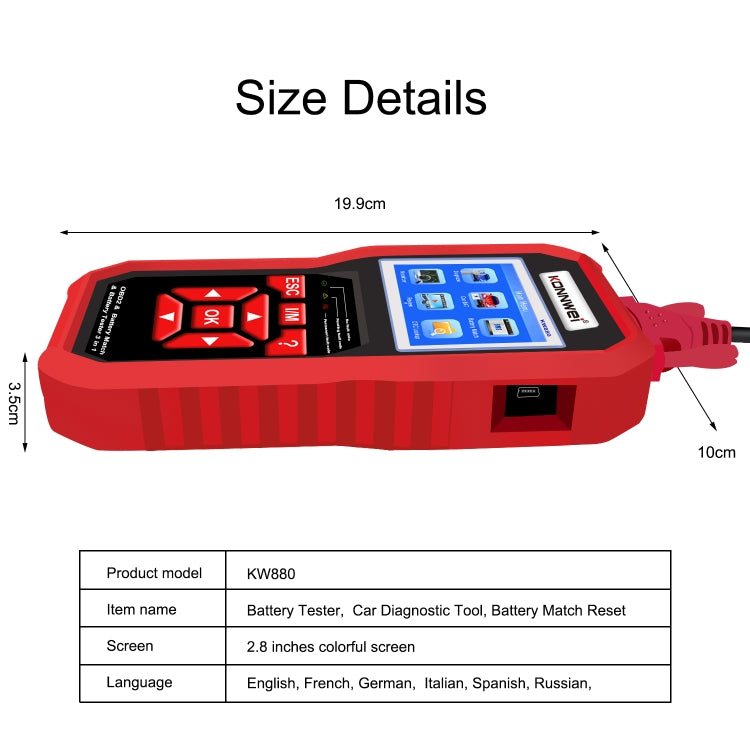 KONNWEI KW880 3 in 1 Car OBD2 Fault Diagnosis + Battery Tester + Battery Match Reset - Code Readers & Scan Tools by KONNWEI | Online Shopping UK | buy2fix