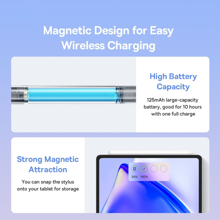 Baseus SXBC060002 2 Series Wireless Charging Capacitive Writing Stylus, Active Version(White) - Stylus Pen by Baseus | Online Shopping UK | buy2fix