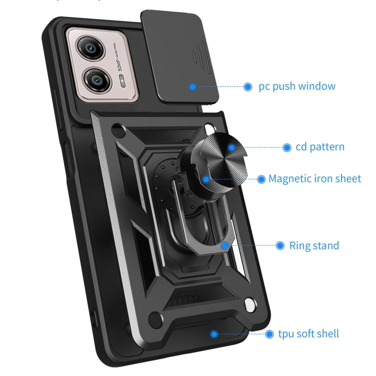 For Motorola Moto G53 / G13 / G23 5G Sliding Camera Cover Design TPU+PC Phone Case(Black) - Motorola Cases by buy2fix | Online Shopping UK | buy2fix