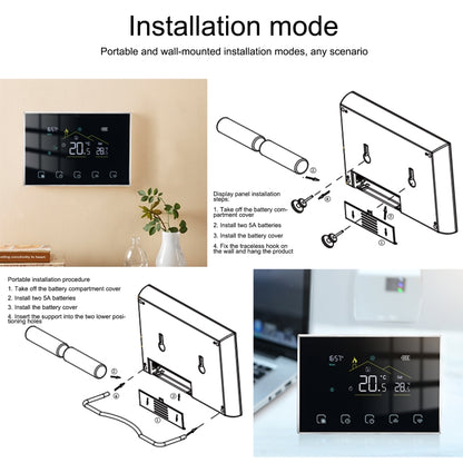 BHT-8000RF-VA- GAB Wireless Smart LED Screen Thermostat Without WiFi, Specification:Hydroelectric Heating - Consumer Electronics by buy2fix | Online Shopping UK | buy2fix