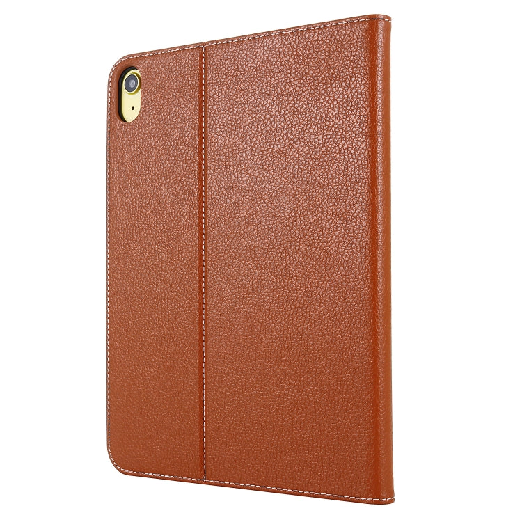 For iPad 10th Gen 10.9 2022 GEBEI Silk Texture Flip Tablet Leather Case(Brown) - iPad 10th Gen 10.9 Cases by GEBEI | Online Shopping UK | buy2fix