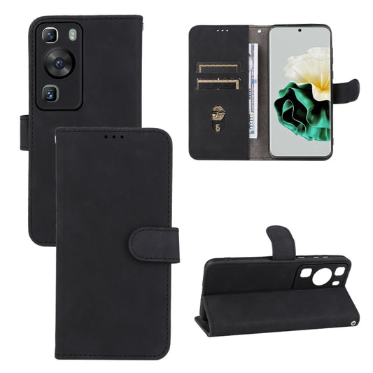 For Huawei P60 / P60 Pro Skin Feel Magnetic Flip Leather Phone Case(Black) - Huawei Cases by buy2fix | Online Shopping UK | buy2fix