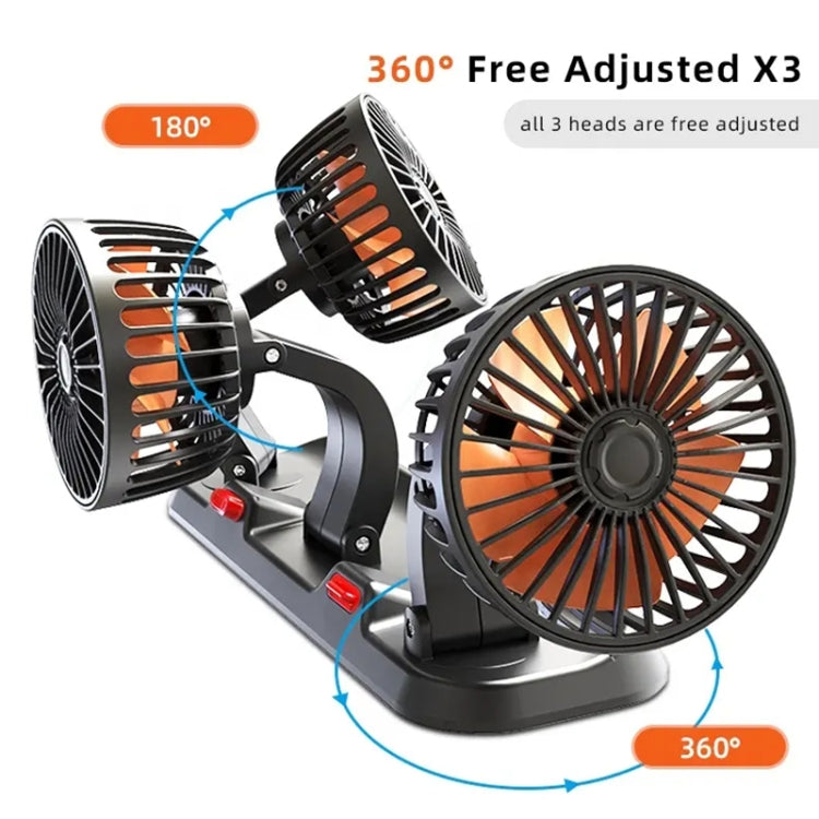 F4310 360-Degree Rotating Adjustable Car Three-Head Fan, Style:12V Cigarette Lighter - In Car by buy2fix | Online Shopping UK | buy2fix