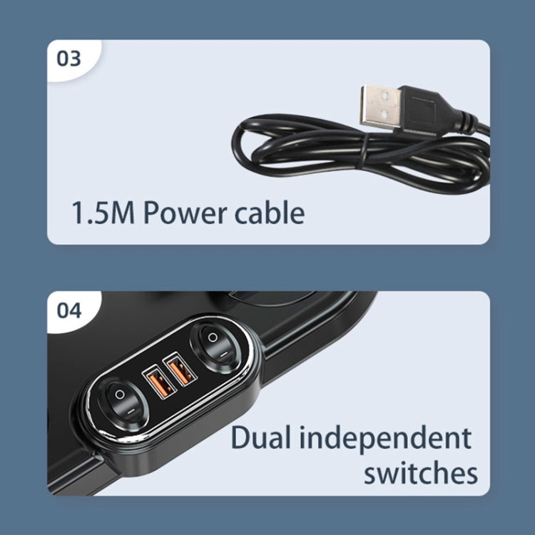 F622U Car Creative Folding Rotatable Double Head Electric Cooling Fan with Dual USB Charging Port, Style:24V Cigarette Lighter - In Car by buy2fix | Online Shopping UK | buy2fix