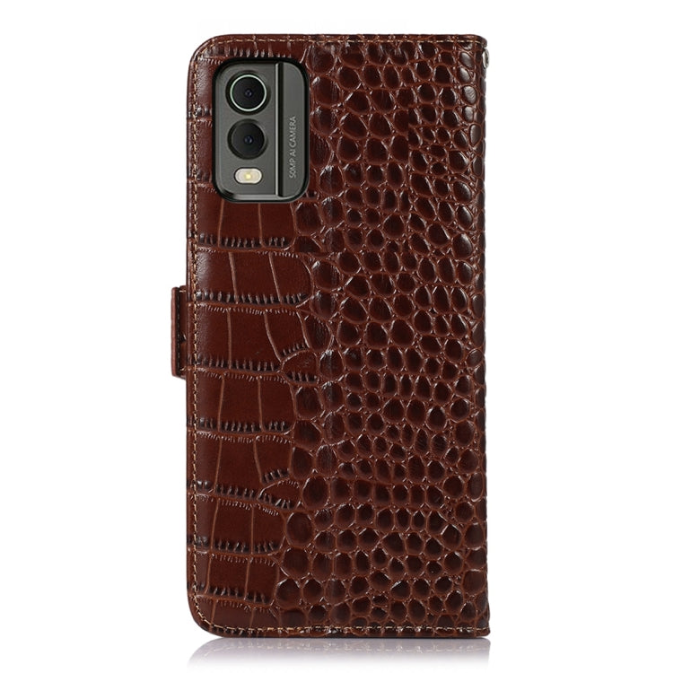 For Nokia C32 4G Crocodile Top Layer Cowhide Leather Phone Case(Brown) - Nokia Cases by buy2fix | Online Shopping UK | buy2fix