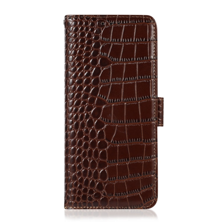 For Nokia C22 4G Crocodile Top Layer Cowhide Leather Phone Case(Brown) - Nokia Cases by buy2fix | Online Shopping UK | buy2fix