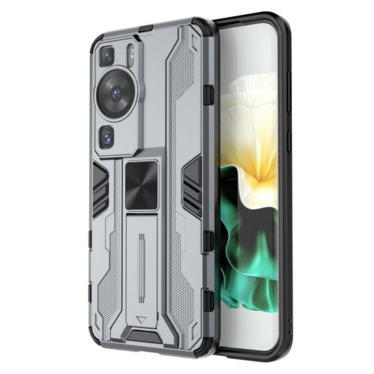 For Huawei P60 / P60 Pro Supersonic Holder PC Soft TPU Phone Case(Grey) - Huawei Cases by buy2fix | Online Shopping UK | buy2fix