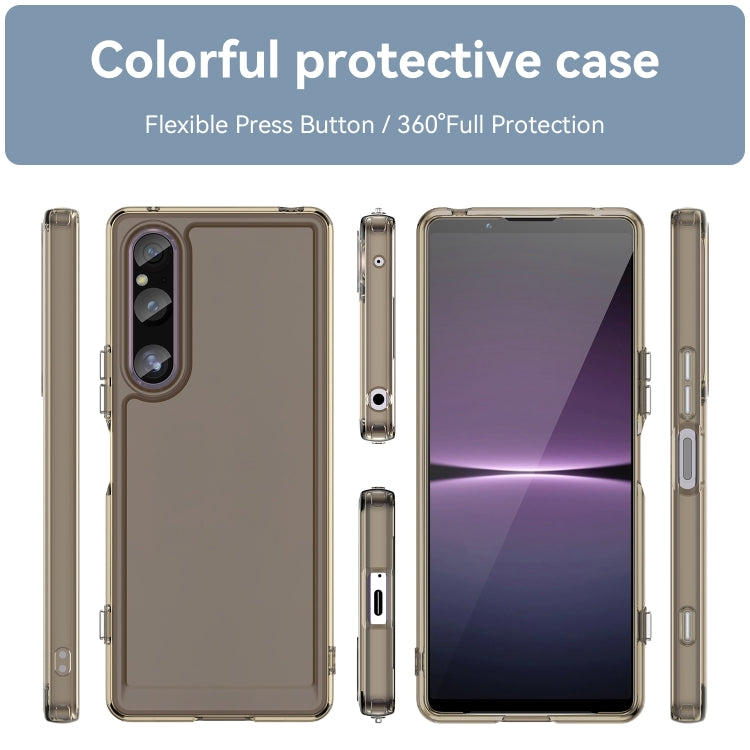 For Sony Xperia 1 V Candy Series TPU Phone Case(Transparent Grey) - Sony Cases by buy2fix | Online Shopping UK | buy2fix