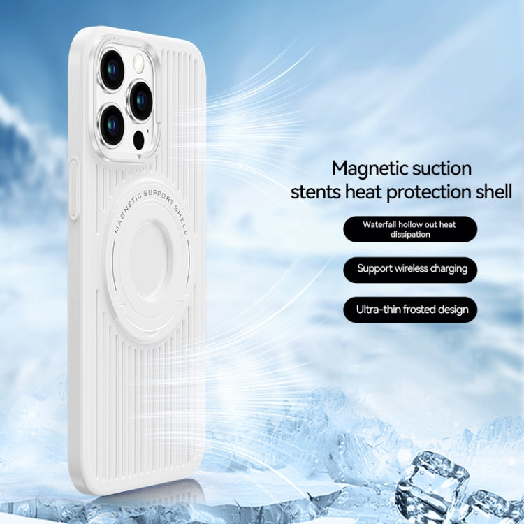 For iPhone 13 Pro Max Cooling MagSafe Magnetic Ring Holder Phone Case(White) - iPhone 13 Pro Max Cases by buy2fix | Online Shopping UK | buy2fix