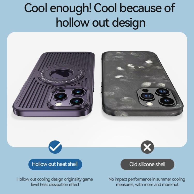 For iPhone 14 Cooling MagSafe Magnetic Ring Holder Phone Case(Purple) - iPhone 14 Cases by buy2fix | Online Shopping UK | buy2fix