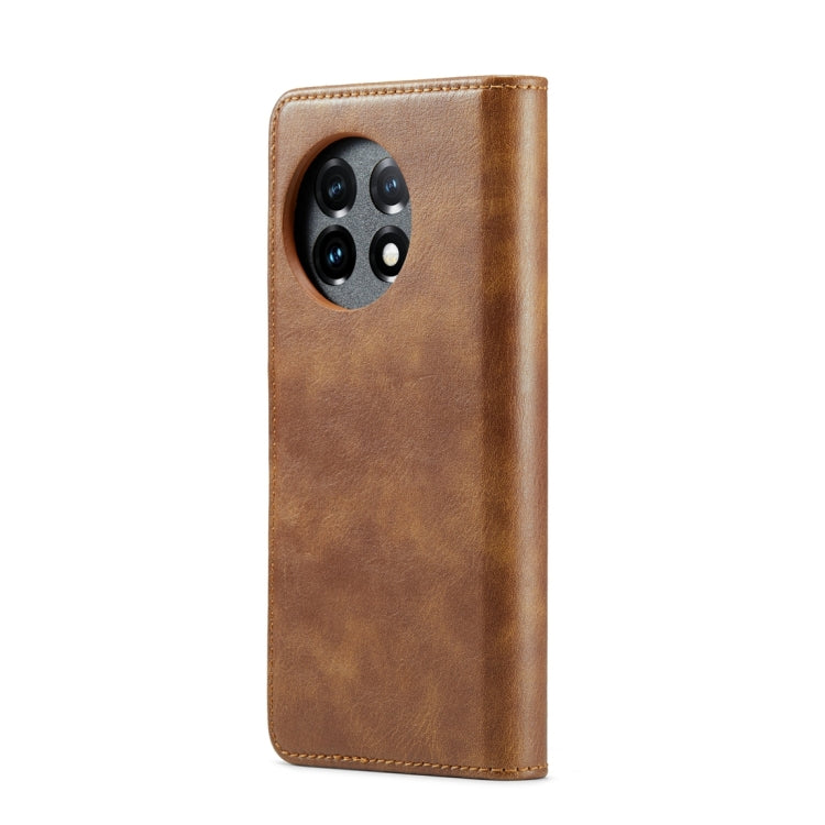 For OnePlus 11 DG.MING Crazy Horse Texture Detachable Magnetic Leather Case(Brown) - OnePlus Cases by DG.MING | Online Shopping UK | buy2fix