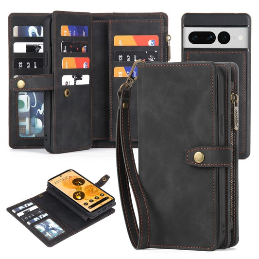 For Google Pixel 6 Zipper Wallet Detachable MagSafe Leather Phone Case(Black) - Google Cases by buy2fix | Online Shopping UK | buy2fix