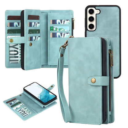 For Samsung Galaxy S21 5G Zipper Wallet Detachable MagSafe Leather Phone Case(Blue) - Galaxy S21 5G Cases by buy2fix | Online Shopping UK | buy2fix