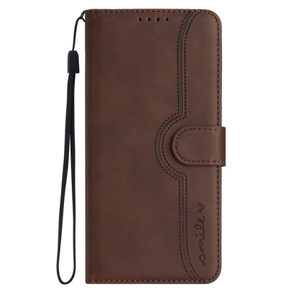 For Samsung Galaxy A24 4G Heart Pattern Skin Feel Leather Phone Case(Brown) - Galaxy Phone Cases by buy2fix | Online Shopping UK | buy2fix