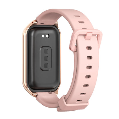 For Xiaomi Smart Band 8 Active / Redmi Band 2 Mijobs Metal Shell Silicone Watch Band(Pink Rose Gold) - Watch Bands by MIJOBS | Online Shopping UK | buy2fix