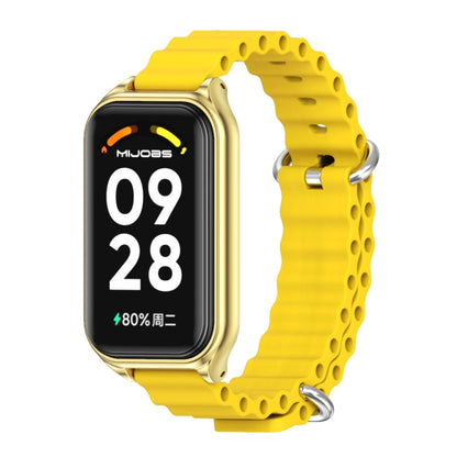 For Xiaomi Smart Band 8 Active / Redmi Band 2 Mijobs Metal Shell Ocean Silicone Watch Band(Yellow Gold) - Watch Bands by MIJOBS | Online Shopping UK | buy2fix