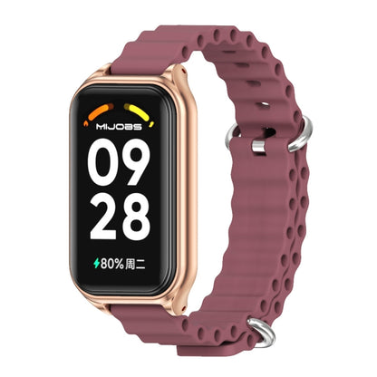 For Redmi Band 2 Mijobs Metal Shell Ocean Silicone Watch Band(Wine Red Rose Gold) - Watch Bands by MIJOBS | Online Shopping UK | buy2fix