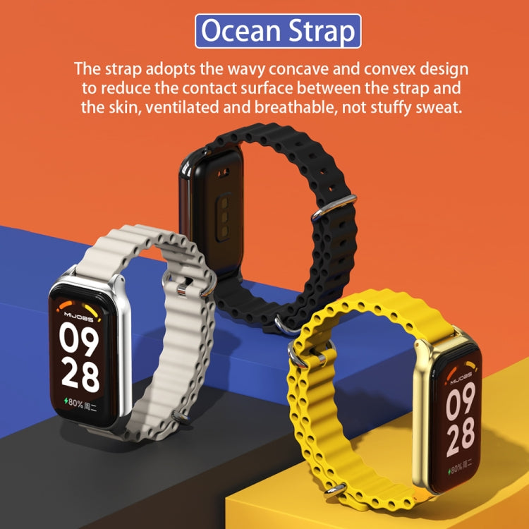 For Xiaomi Smart Band 8 Active / Redmi Band 2 Mijobs Metal Shell Ocean Silicone Watch Band(Pink Rose Gold) - Watch Bands by MIJOBS | Online Shopping UK | buy2fix