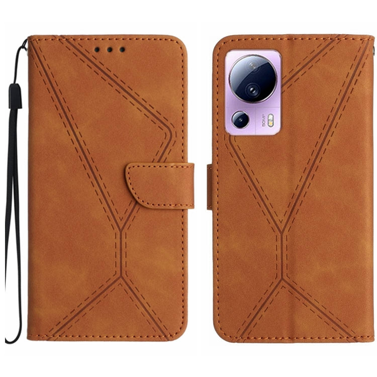 For Xiaomi 13 Lite Stitching Embossed Leather Phone Case(Brown) - 13 Lite Cases by buy2fix | Online Shopping UK | buy2fix