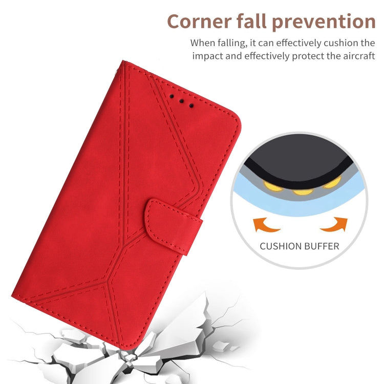 For Xiaomi Redmi 10C Stitching Embossed Leather Phone Case(Red) - Xiaomi Cases by buy2fix | Online Shopping UK | buy2fix