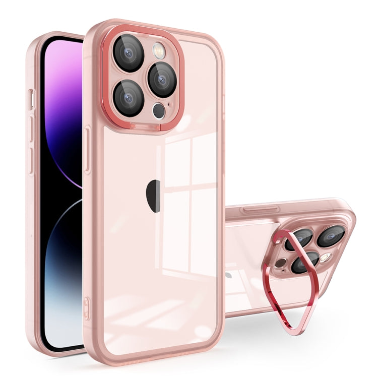 For iPhone 15 Pro Invisible Lens Bracket Matte Transparent MagSafe Phone Case(Pink) - iPhone 15 Pro Cases by buy2fix | Online Shopping UK | buy2fix