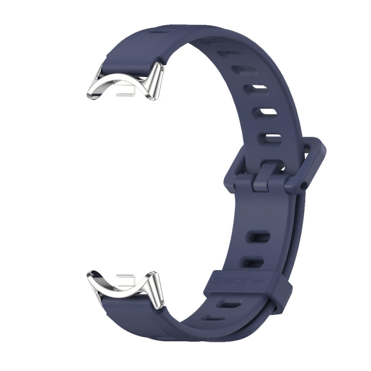 For Xiaomi Mi Band 8 / 9 / 9 NFC Mijobs Flat Hole Breathable Silicone Watch Band(Midnight Blue+Silver) - Watch Bands by MIJOBS | Online Shopping UK | buy2fix