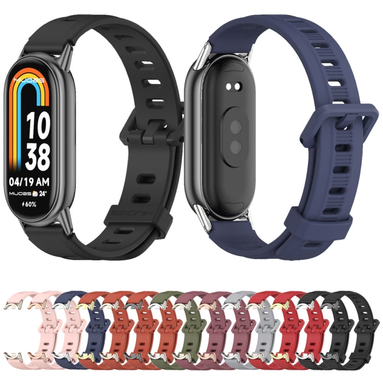 For Xiaomi Mi Band 8 / 9 / 9 NFC Mijobs Flat Hole Breathable Silicone Watch Band(Wine Red+Light Gold) - Watch Bands by MIJOBS | Online Shopping UK | buy2fix