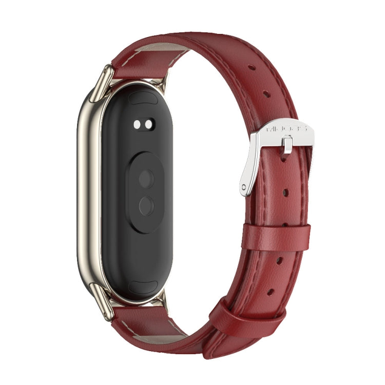 For Xiaomi Mi Band 8 / 9 / 9 NFC Mijobs Genuine Leather Watch Band(Red Light Gold) - Watch Bands by MIJOBS | Online Shopping UK | buy2fix