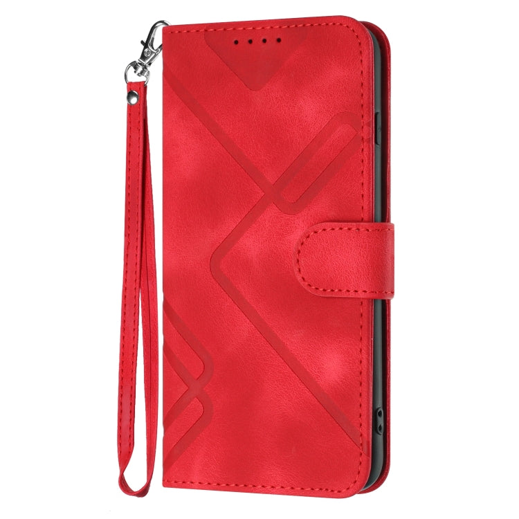 For Honor 70 Pro / 70 Pro+ Line Pattern Skin Feel Leather Phone Case(Red) - Honor Cases by buy2fix | Online Shopping UK | buy2fix