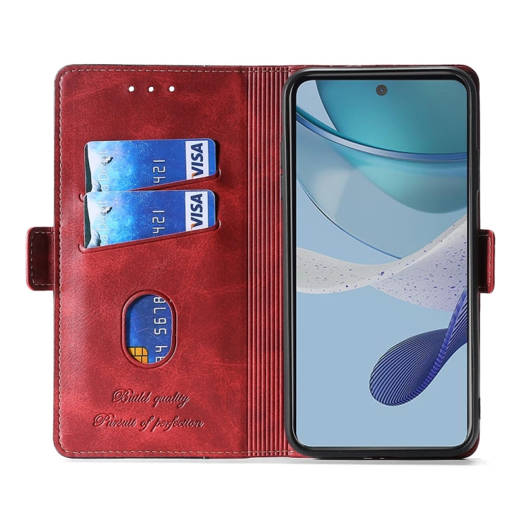For Xiaomi Redmi Note 12S 4G Contrast Color Side Buckle Leather Phone Case(Red + Black) - Xiaomi Cases by buy2fix | Online Shopping UK | buy2fix