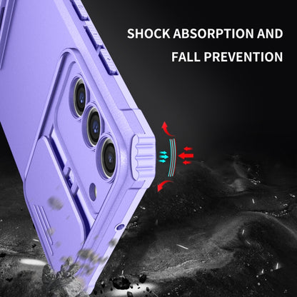 For Samsung Galaxy S22+ 5G Stereoscopic Holder Sliding Camshield Phone Case(Purple) - Galaxy S22+ 5G Cases by buy2fix | Online Shopping UK | buy2fix