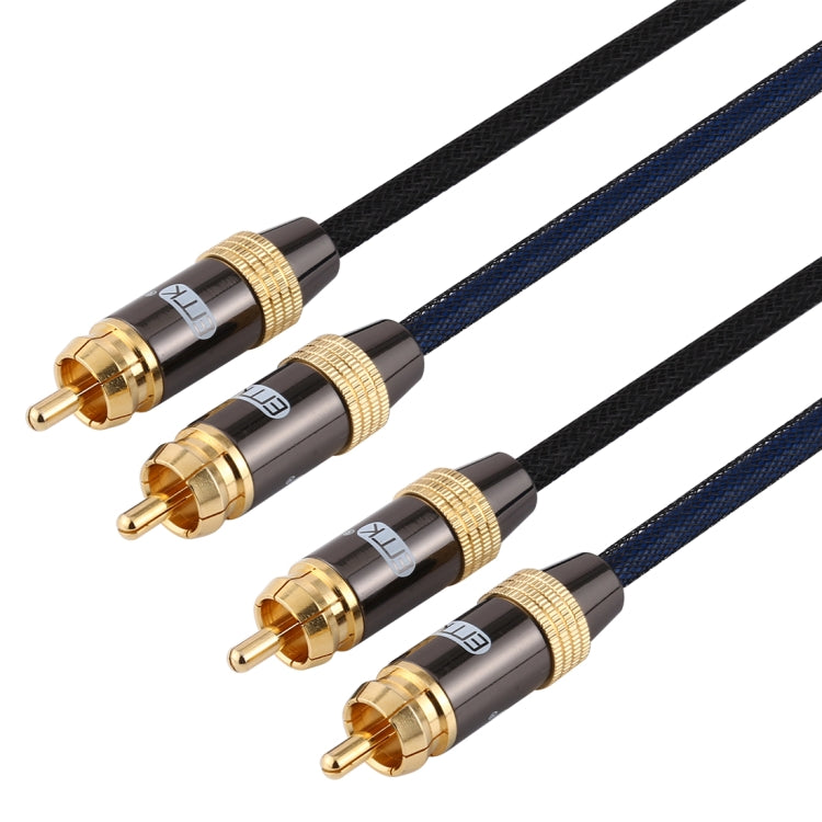 EMK 2 x RCA Male to 2 x RCA Male Gold Plated Connector Nylon Braid Coaxial Audio Cable for TV / Amplifier / Home Theater / DVD, Cable Length:1m(Black) - Audio Optical Cables by EMK | Online Shopping UK | buy2fix