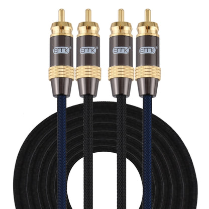 EMK 2 x RCA Male to 2 x RCA Male Gold Plated Connector Nylon Braid Coaxial Audio Cable for TV / Amplifier / Home Theater / DVD, Cable Length:5m(Black) - Audio Optical Cables by EMK | Online Shopping UK | buy2fix