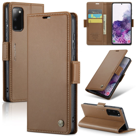 For Samsung Galaxy S20 CaseMe 023 Butterfly Buckle Litchi Texture RFID Anti-theft Leather Phone Case(Brown) - Galaxy Phone Cases by CaseMe | Online Shopping UK | buy2fix