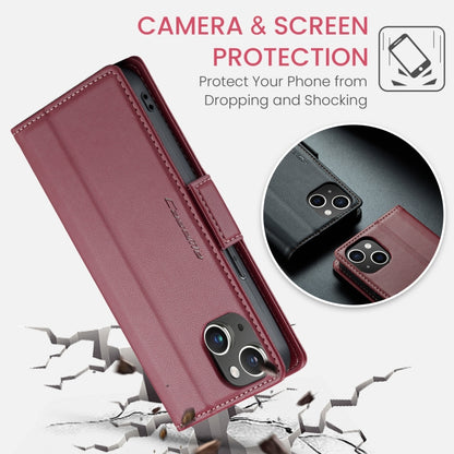 For iPhone 14 CaseMe 023 Butterfly Buckle Litchi Texture RFID Anti-theft Leather Phone Case(Wine Red) - iPhone 14 Cases by CaseMe | Online Shopping UK | buy2fix