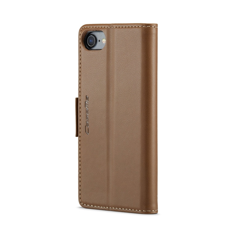 For iPhone SE 2022/SE 2020/6/7/8 CaseMe 023 Butterfly Buckle Litchi Texture RFID Anti-theft Leather Phone Case(Brown) - More iPhone Cases by CaseMe | Online Shopping UK | buy2fix