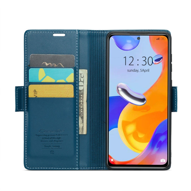 CaseMe 023 Butterfly Buckle Litchi Texture RFID Anti-theft Leather Phone Case For Xiaomi Redmi Note 11 Pro 5G Global/Redmi Note 11 Pro Global(Blue) - Redmi Note 11 Pro Case by CaseMe | Online Shopping UK | buy2fix