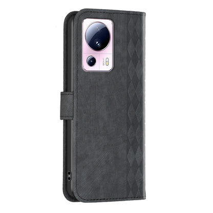 For Xiaomi 13 Lite 5G / Civi 2 Plaid Embossed Leather Phone Case(Black) - 13 Lite Cases by buy2fix | Online Shopping UK | buy2fix