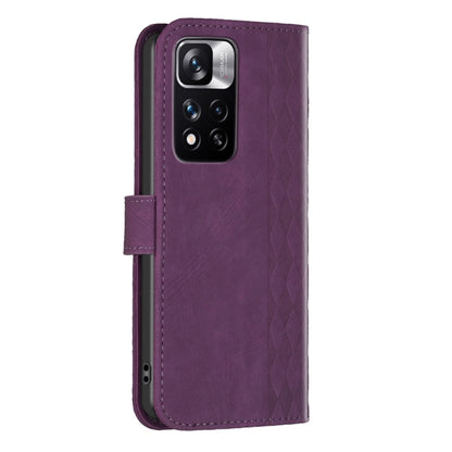 For Xiaomi Redmi Note 11 Pro Plaid Embossed Leather Phone Case(Purple) - Redmi Note 11 Pro Case by buy2fix | Online Shopping UK | buy2fix