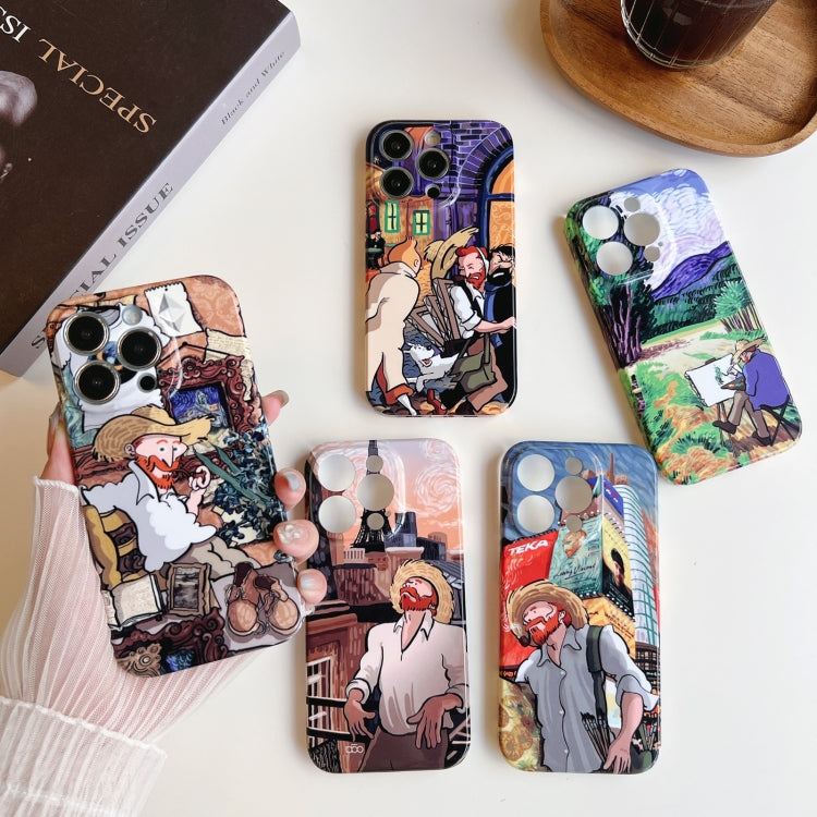 For iPhone 12 Pro Precise Hole Oil Painting Pattern PC Phone Case(Painting) - iPhone 12 / 12 Pro Cases by buy2fix | Online Shopping UK | buy2fix