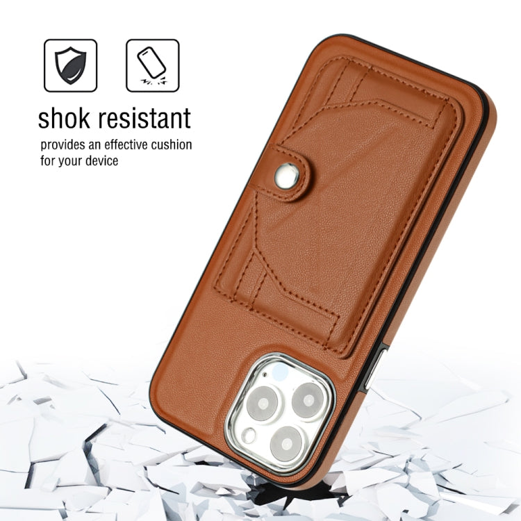 For iPhone 13 Pro Max Shockproof Leather Phone Case with Card Holder(Brown) - iPhone 13 Pro Max Cases by buy2fix | Online Shopping UK | buy2fix